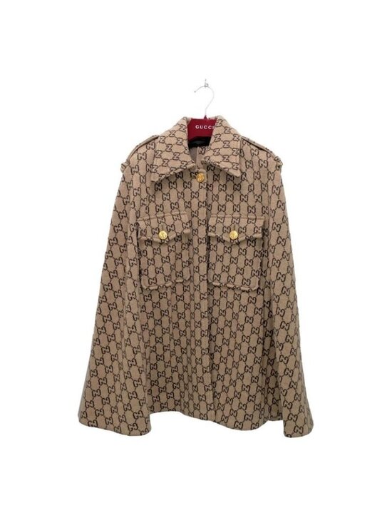 Gucci Jackets & Blazers - Gucci Cape GG Pattern Beige Dark Brown S Size Apparel